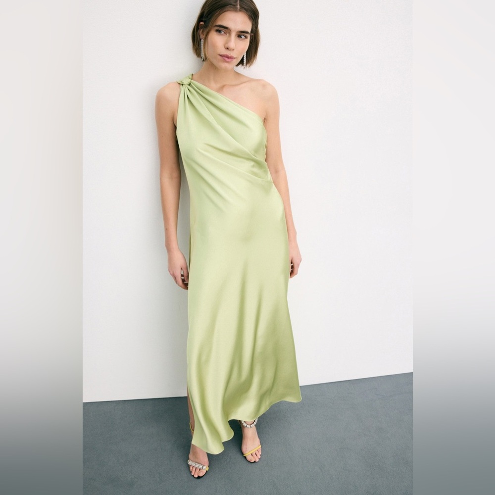 Tanya Taylor One-Shoulder Lime Dress